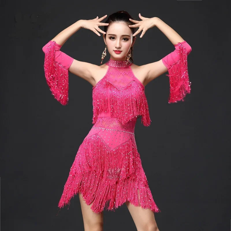 Women's fringe Latin dance dress for tango and samba