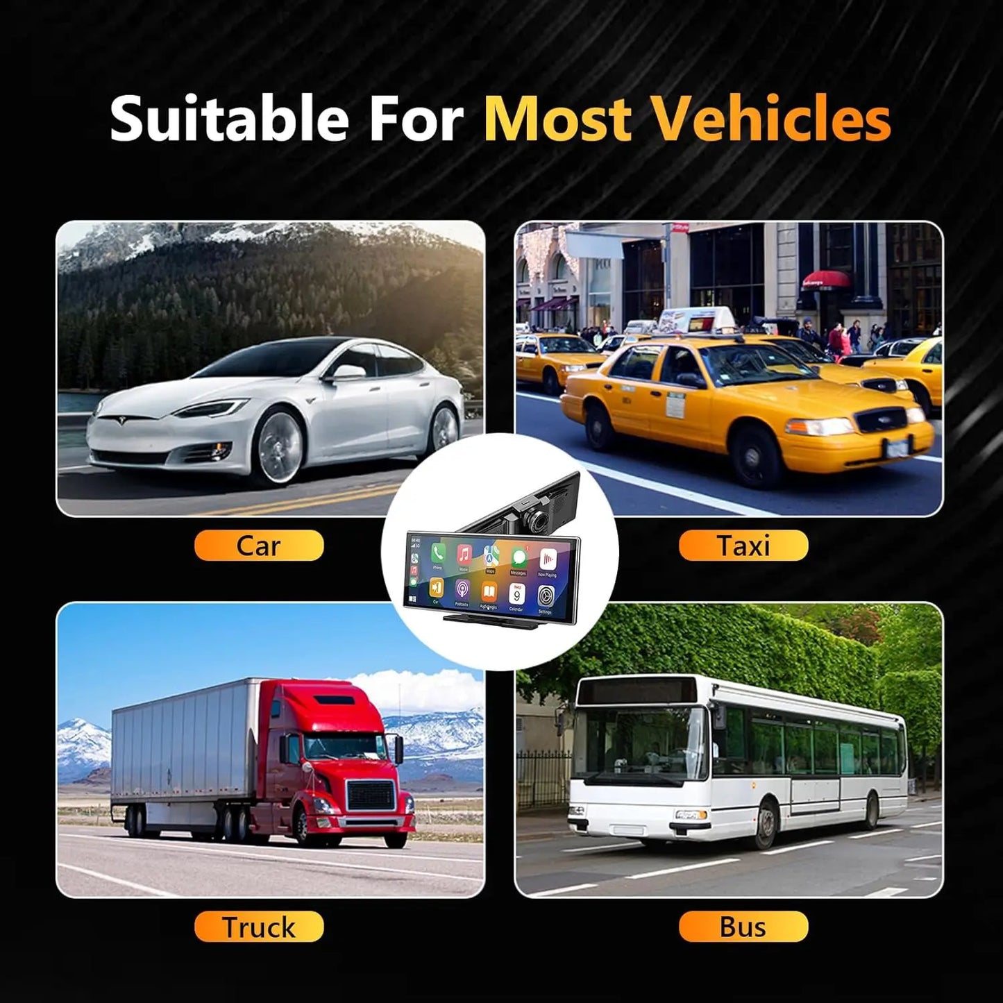 11.26 inch 4K Dash Cam Wireless Carplay Android Auto Fashionable Silver Border Car DVR GPS Navigation Video Recorder Dashboard