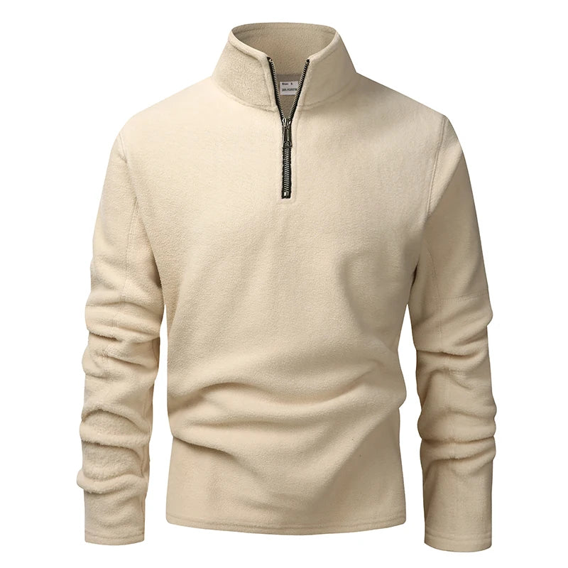 Men's Fleece Zip-Neck Pullover - Thick Stand Collar Sweatshirt - photo 11