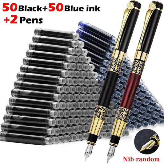 Retro Metal Fountain Pen with Replaceable Ink - Elegant Writing Gift