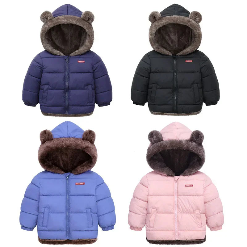 Kids Fleece Lined Hooded Coat - Padded Winter Jacket for Boys & Girls - photo 2
