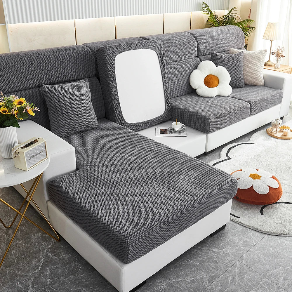 1pc Jacquard Sofa Slipcover Twill Pattern Elastic Sofa Covers Furniture Protector for Bedroom Office Living Room Home Decor