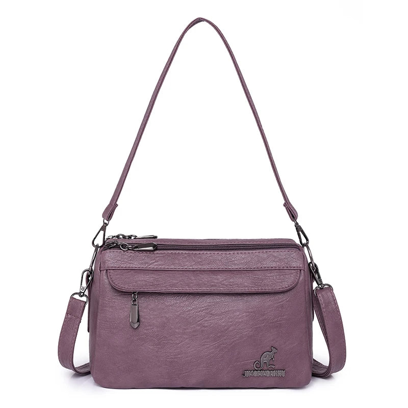 Women's Vintage Faux Leather Crossbody Bag - Zip Shoulder Purse - photo 13