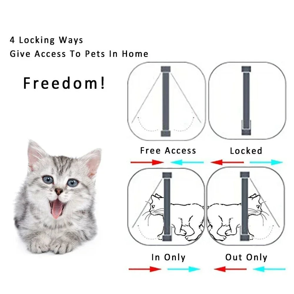 4-Way Security Cat Flap Door - White & Brown Pet Gate Kit – photo 4