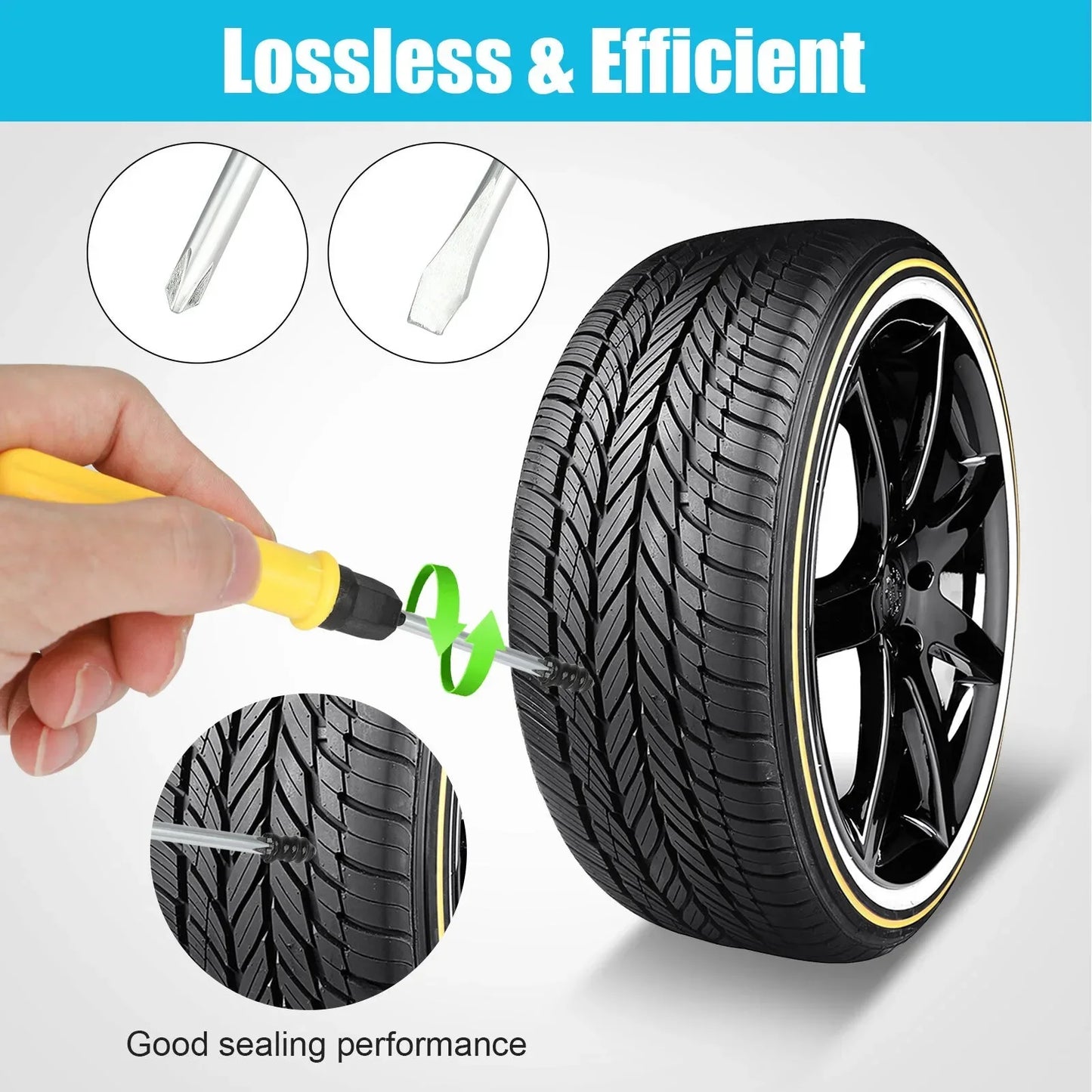 61x Car Tubeless Vacuum Tyre Puncture Repair Kit With Screwdriver & Convenient Storage Box Screw Nails Tire Patch Plug Fix Tools