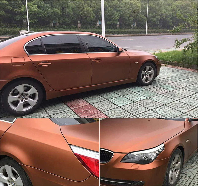 Premium Matte Metallic Copper Brown Vinyl Wrap Roll Self Adhesive Decal Sticker Car Wrapping Foil Air Release