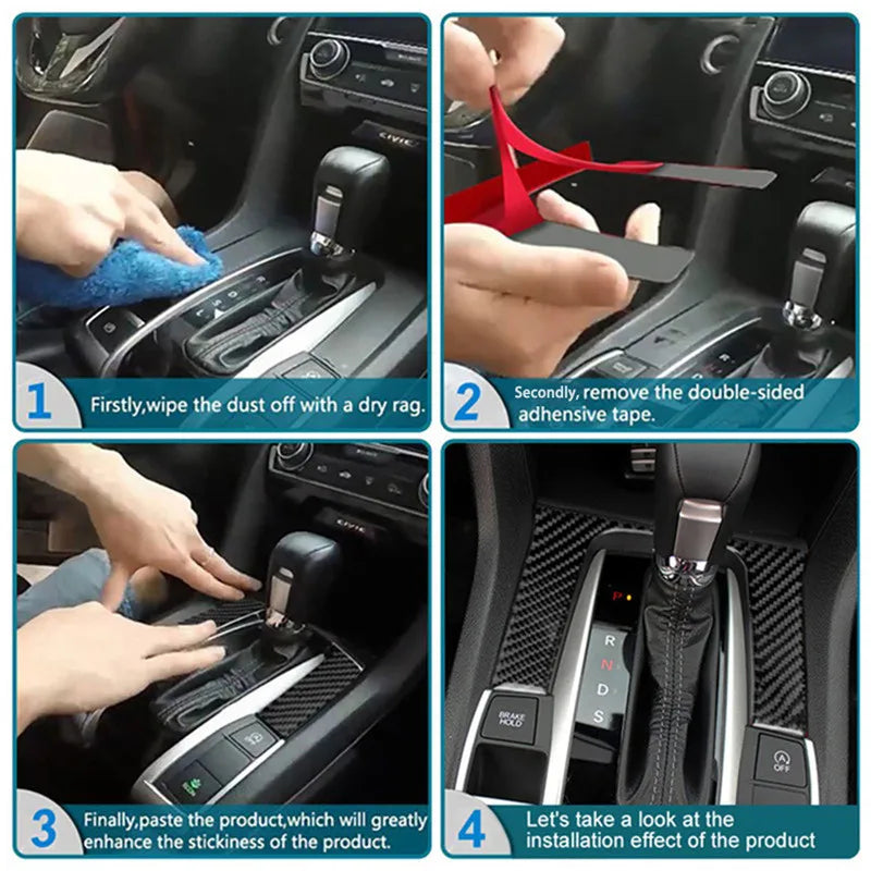 For Toyota RAV4 2013 2014 2015 New Carbon Fiber Interior Passenger Dashboard Decoration Sticker Decal Car Accessories