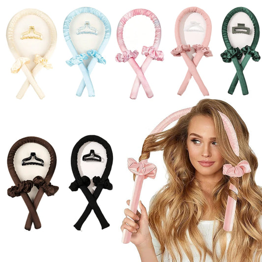 No-Heat Overnight Ribbon Hair Curler Set for Soft Waves