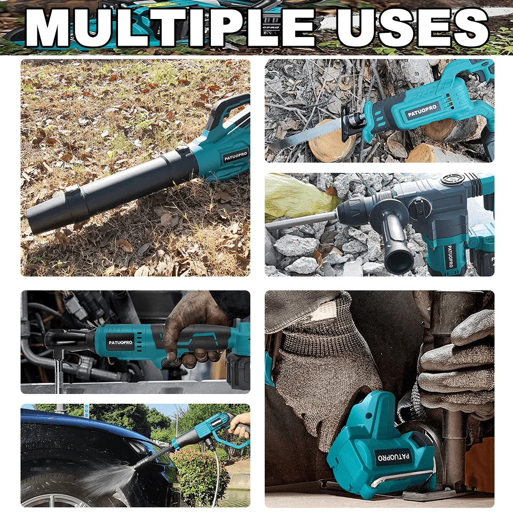 PATUOPRO 18-21V 2.0-6.0Ah Rechargeable Lithium Battery For Makita 18V Cordless Wrench Saw Drill Angle Grinder Blower Screwdriver