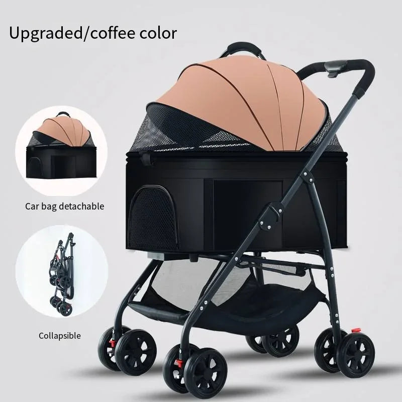 3-in-1 Folding Pet Stroller - Lightweight Travel Cart for Dogs