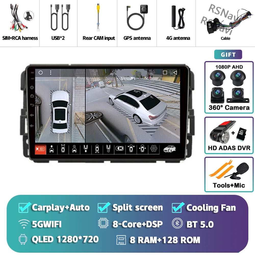 Android 16 Carplay Car Radio For Chevrolet Silverado Impala GMC Yukon Acadia Sierra Navigation GPS Multimedia Player stereo wifi