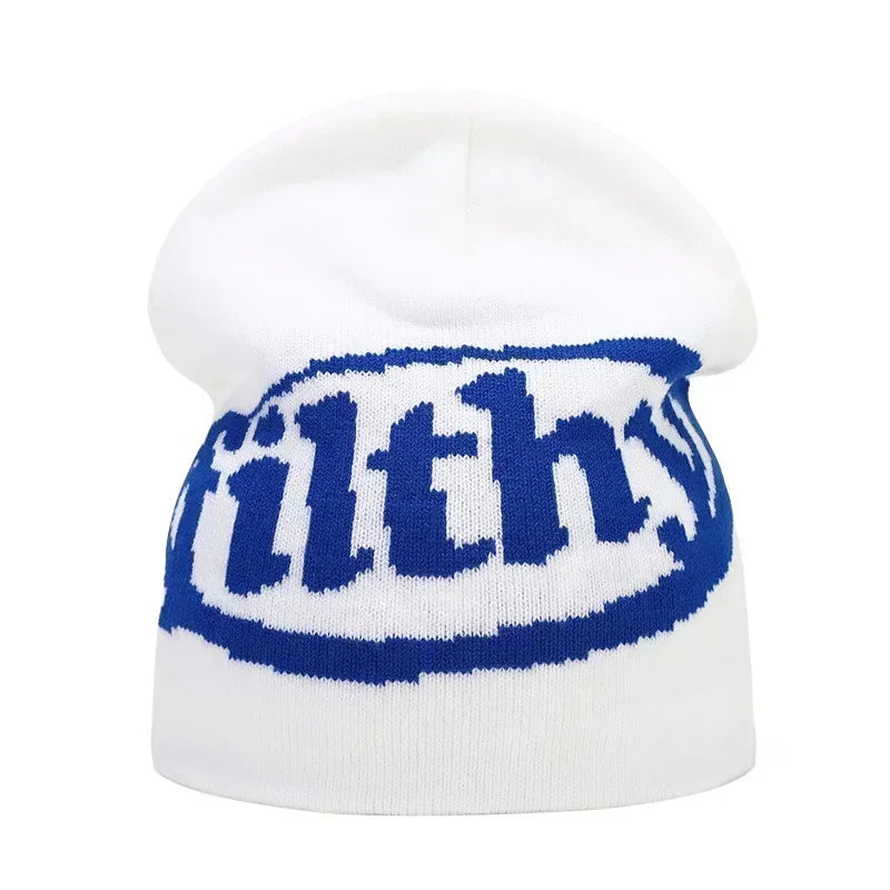 Y2K Letter Knit Beanie, Warm Ski Hat