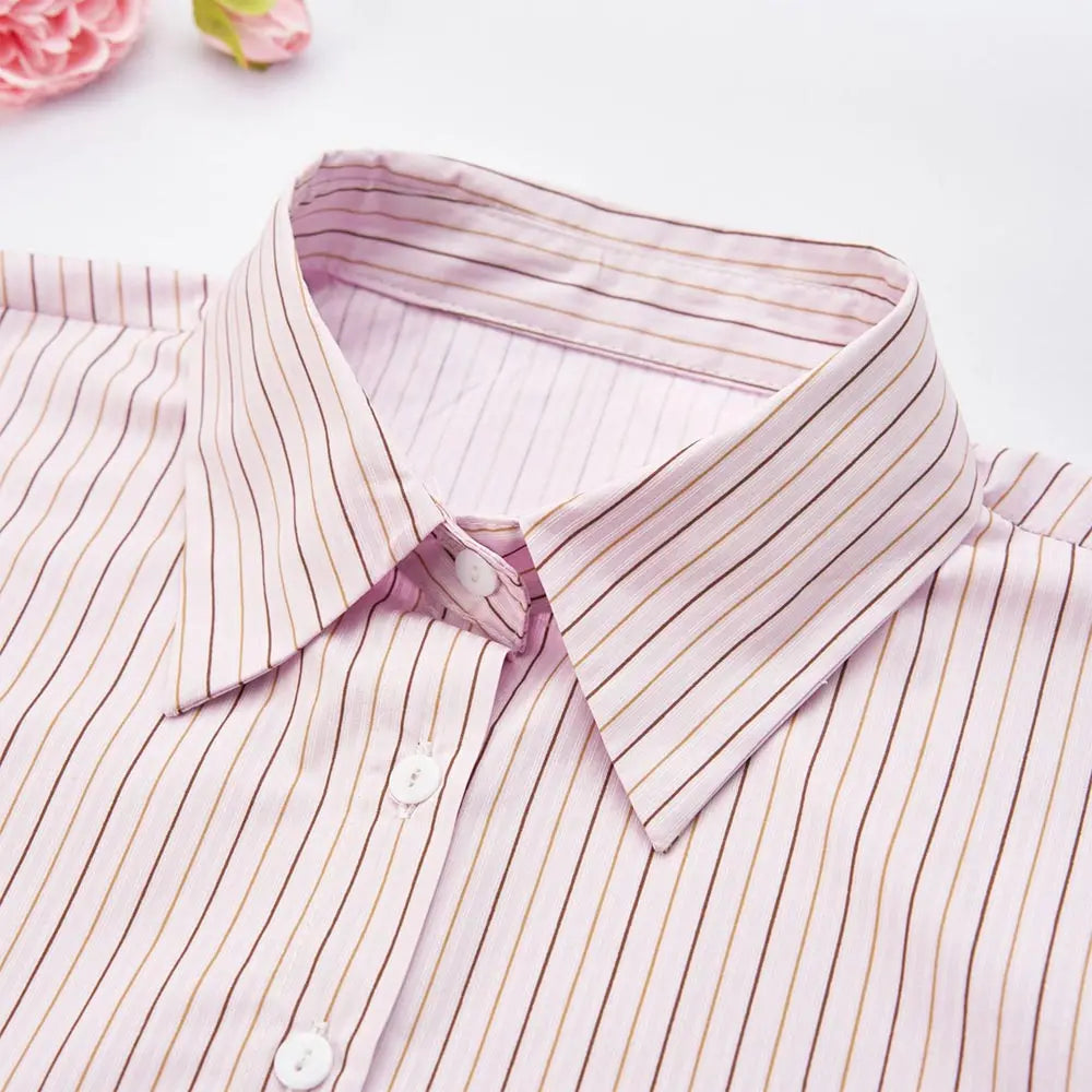 Fashion Cotton Stripes Fake Collar Vintage Classic Front Tie Casual Detachable False Blouse Collar for Women