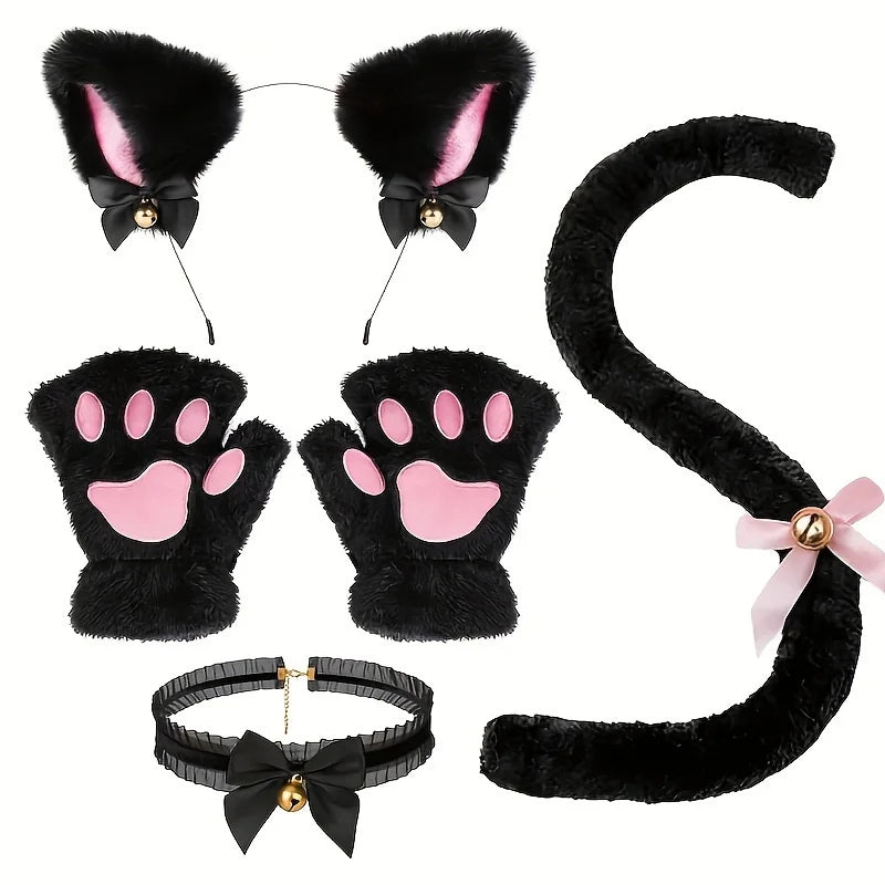 Cat Paw Gloves and Cat Ear Headband Set