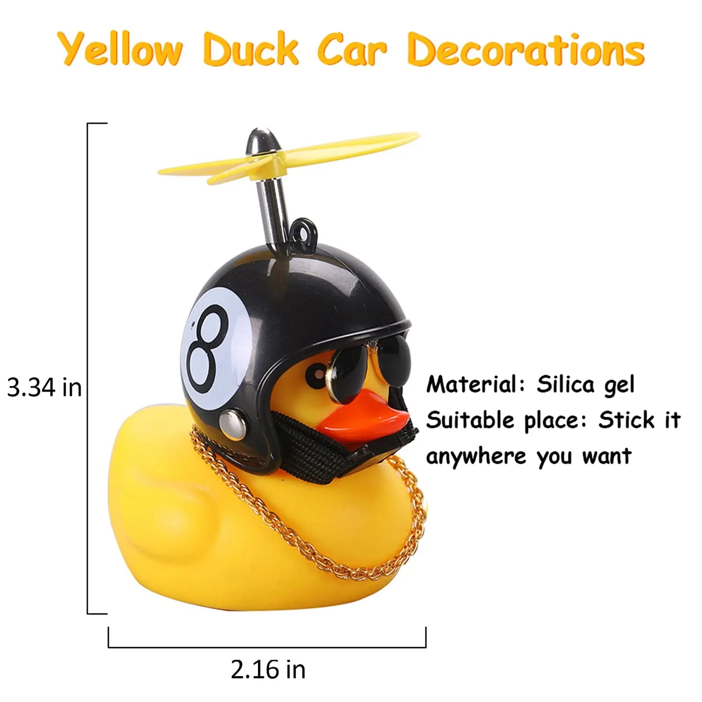 Motorcycle Accessories Cute Duck with Propeller Helmet Broken Wind Rubber Duck Toy Car Bicycle Small Yellow Duck Decor Ornaments