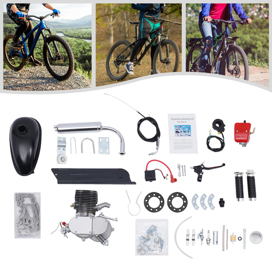 2-Stroke 100cc Bicycle Gasoline Engine Kit,36/44 Teeth Gas Motor,Petrol Engine W/ Air-Cooling System for Most 26" Or 28" Bike