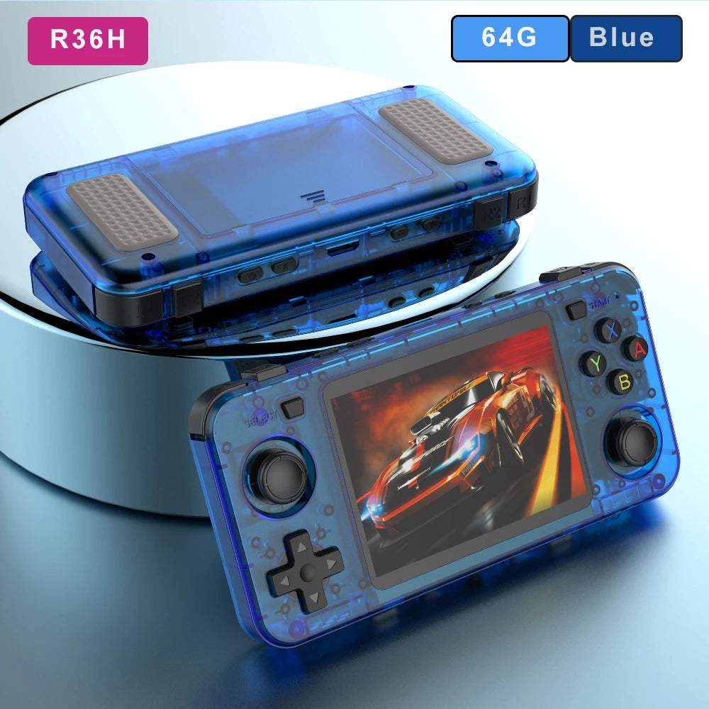 BOYHOM Green R36H Retro Video Game Console 3.5‘’ IPS Screen RK3326 3000 mAh Open Linux System Portable Player For Boys gift