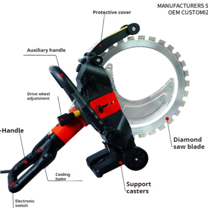Can cut 30CM Concrete Saw High Frequency Brushless Ring Saw Electric Concrete Cutter Wall Cutting Wet Saw For Stone Cutting