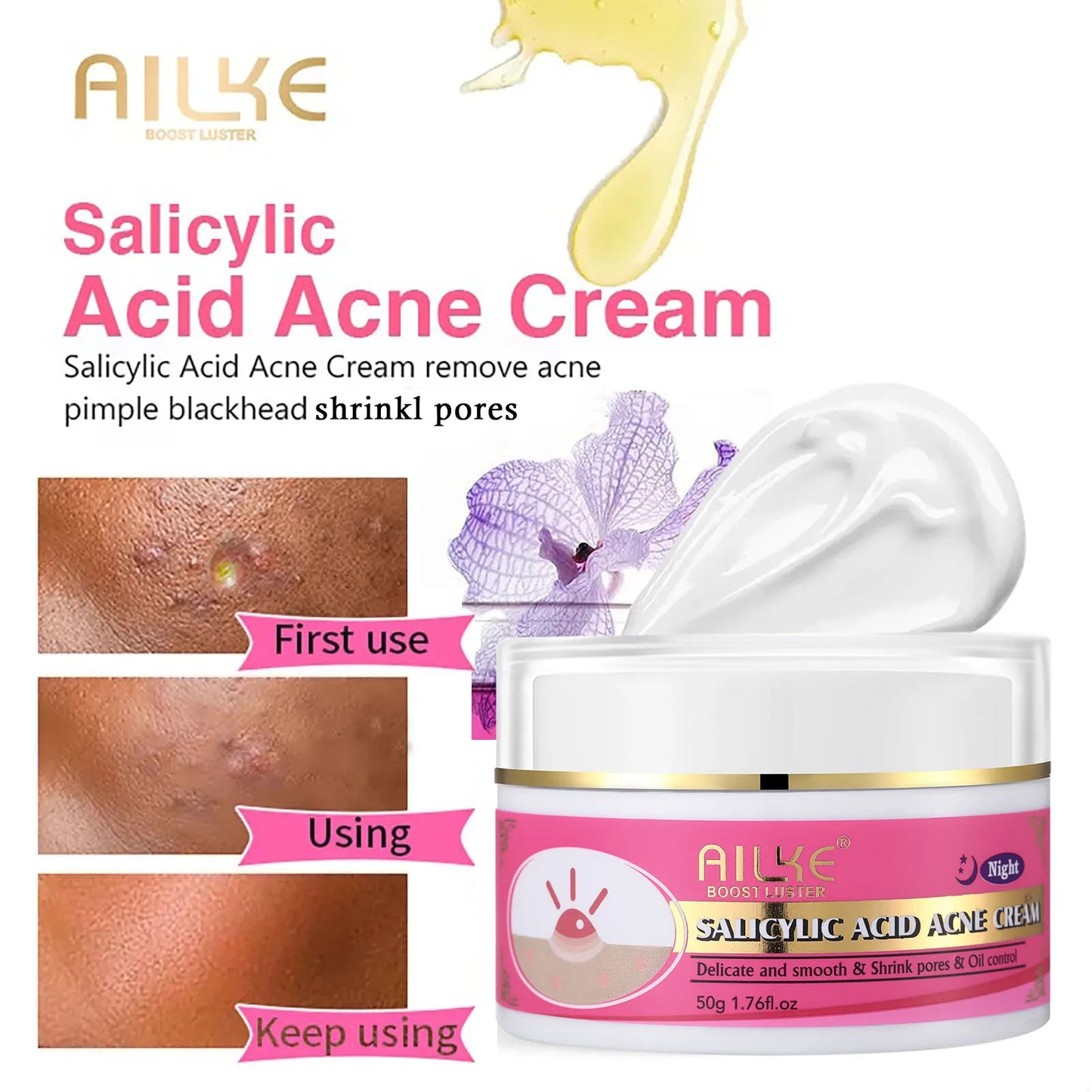 AILKE Natural Skin Brightening Set, Clean Darkness, Acne, Stains, Moisturize, Lightening, Smooth, Improve Rough and Dry Skin