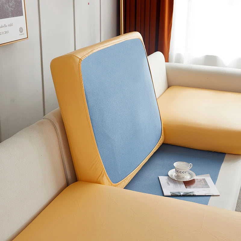 Stretch PU leather waterproof sofa cushion cover sofa seat slipcover backrest cover easy clean sofa protector for pets kids