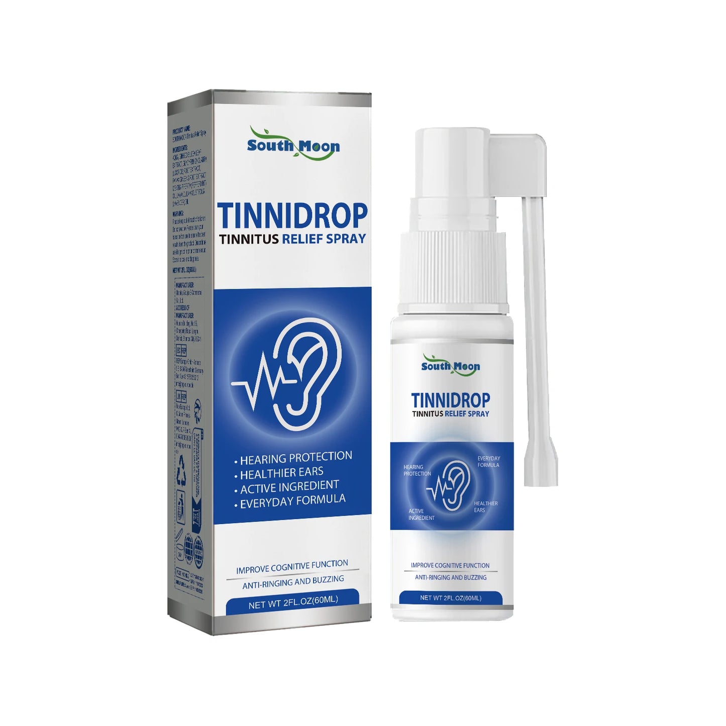 South Moon Tinnidrop Spray Hearing Protection Earwax Cleaning Itchy Earache Relief Ear Health Care Tinnitus Relief Spray 60ml