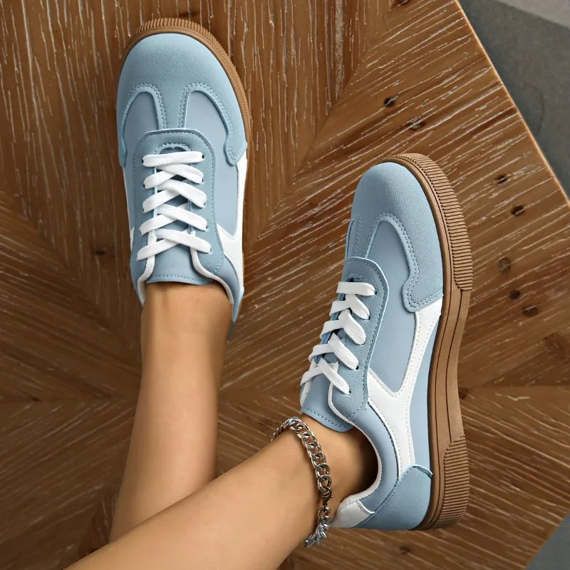 Fashion Running Sneakers for Women — Flat Casual Lace-Up Comfort Shoes