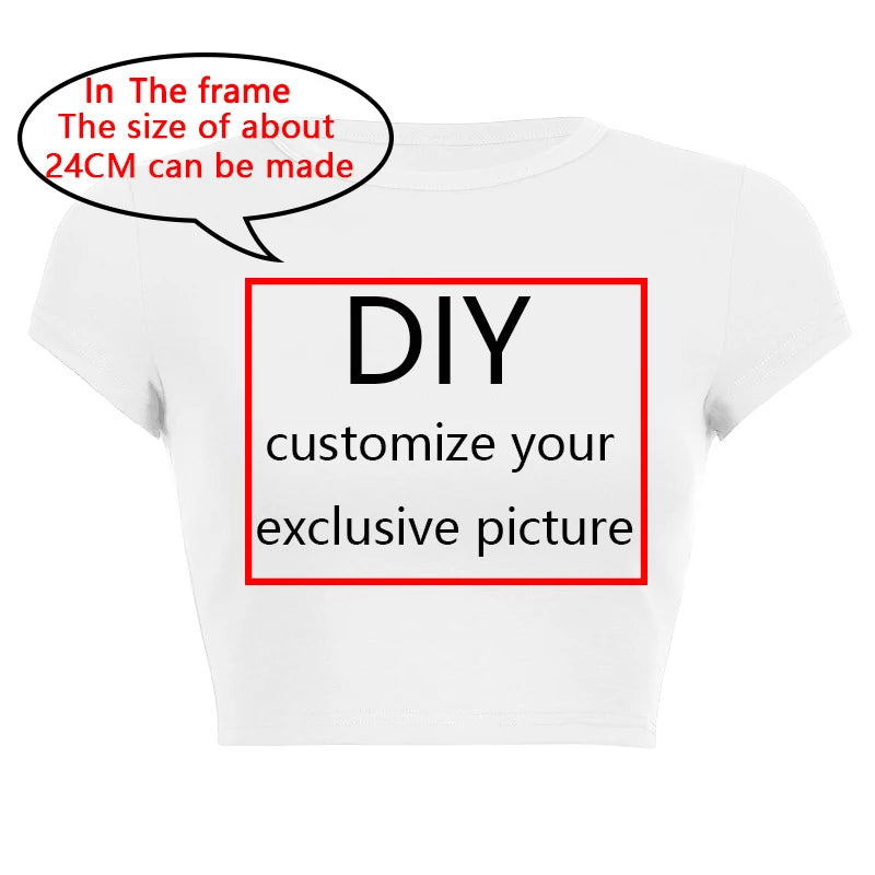 2026 New Summer Short Sleeve O Neck Your Exclusive DIY Print Pattern Customize Cropped Navel Women Crop Tops Fashion T-Shirt