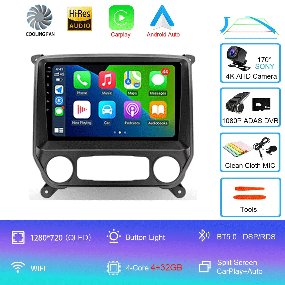 2K Android Car Stereo with CarPlay & Android Auto — Chevrolet Silverado (2014–2018)