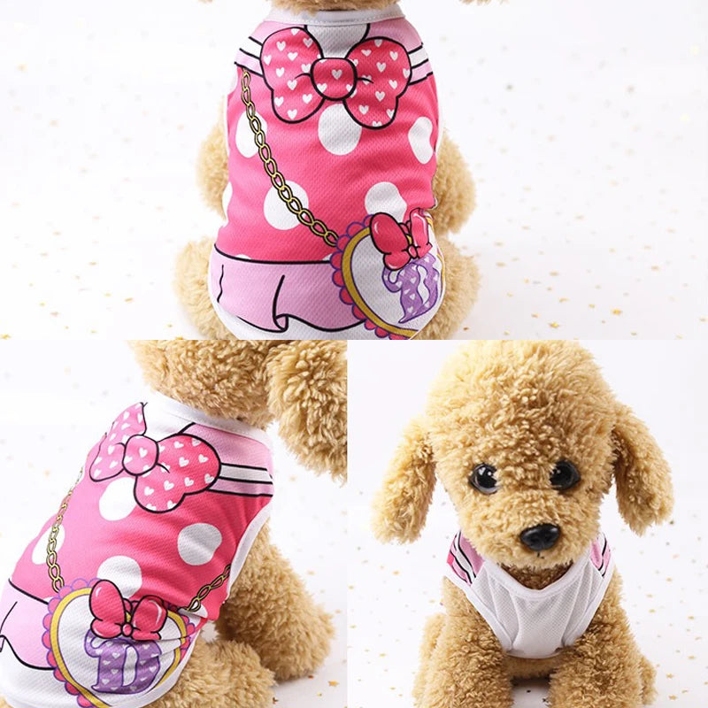 Dog Summer T-Shirt Vest - Soft Cartoon Print Pet Shirt - photo 3