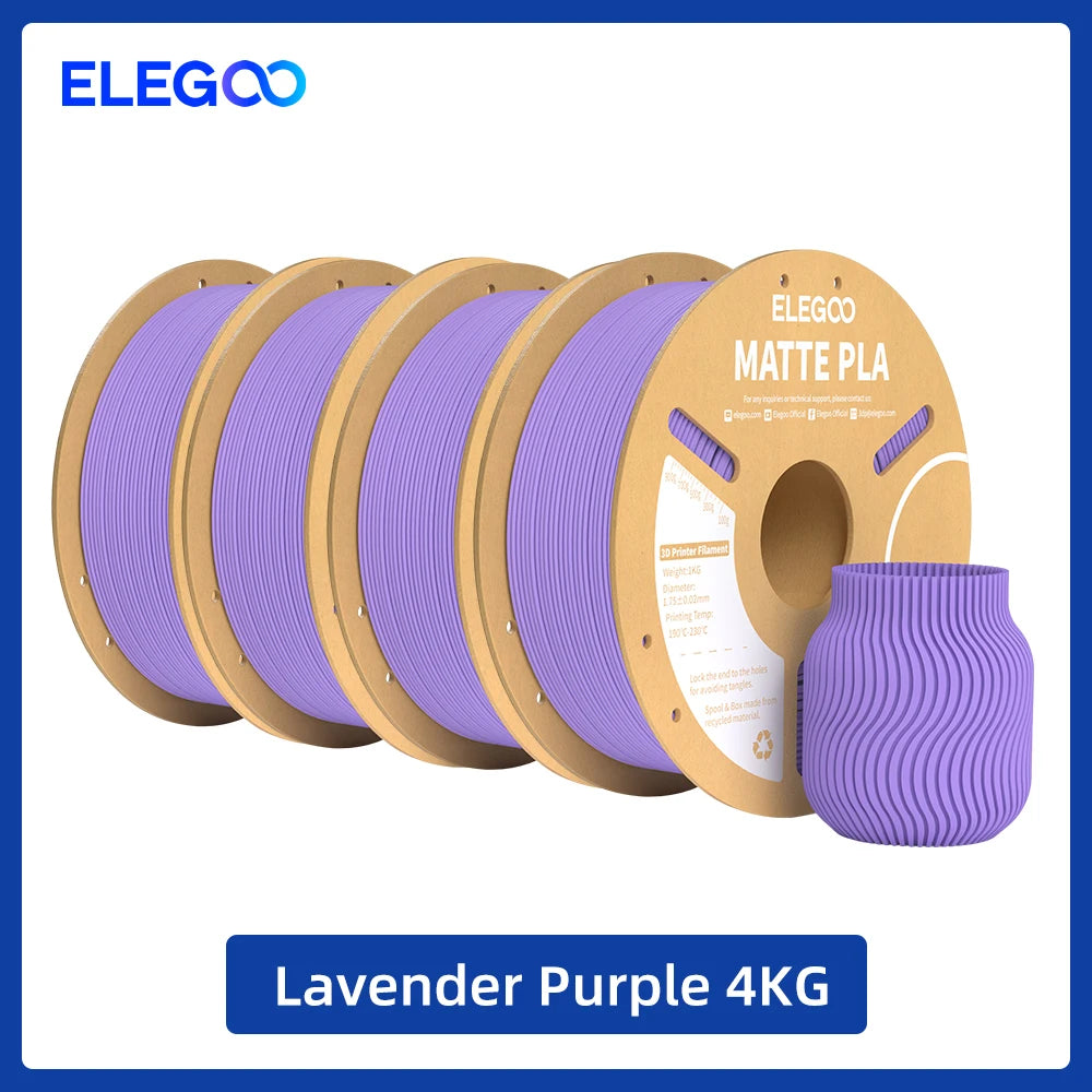 ELEGOO Matte PLA Filament 1KG,1.75mm FDM 3D Printer Filament Dimensional Accuracy +/- 0.02mm, 1kg Carboard Spool (2.2lbs)