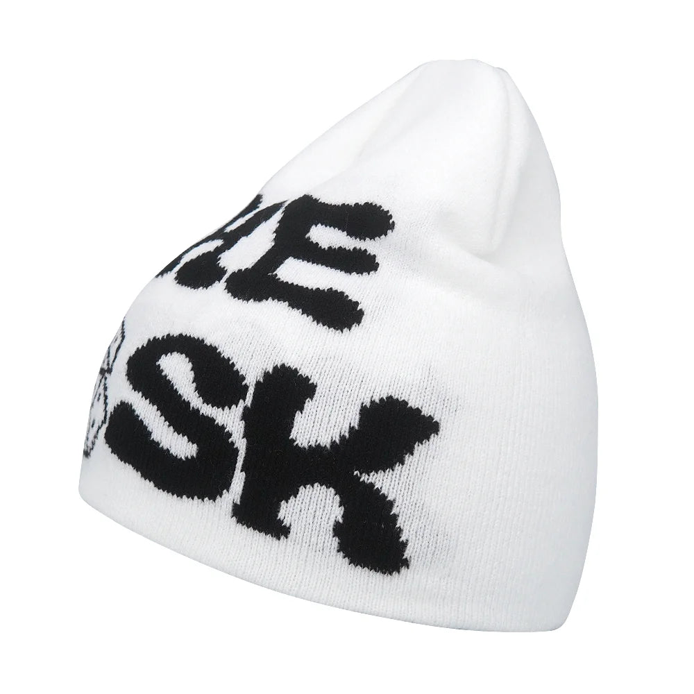 Y2K Letter Knit Beanie, Warm Ski Hat