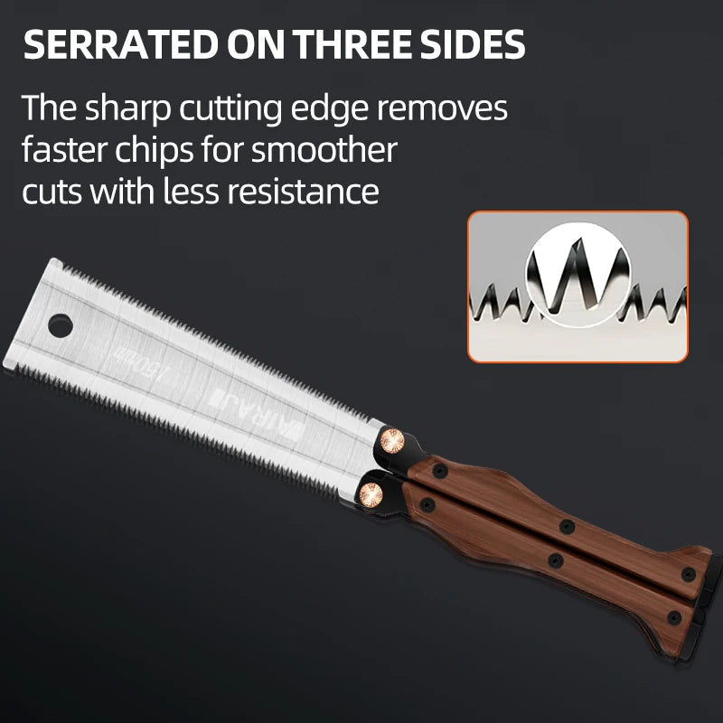 AIRAJ Double-Sided Folding Saw — Anti-Slip Pruning & Camping Hand Saw