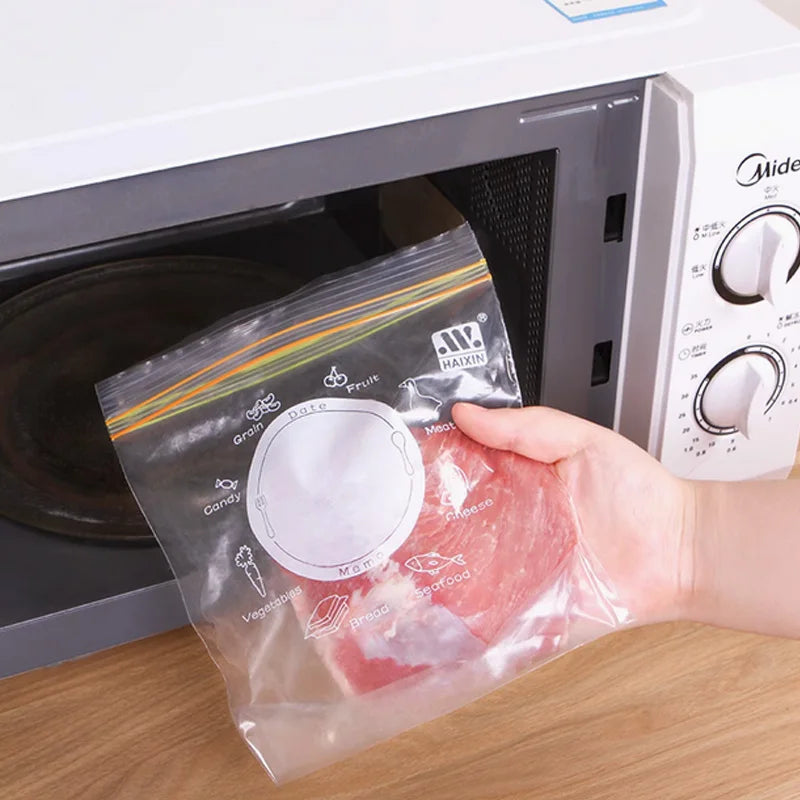 50PCS Reusable Double Seal Ziplock Bags – Food-Grade BPA-Free Clear Storage with Labeling Area | 10.63×11.02in
