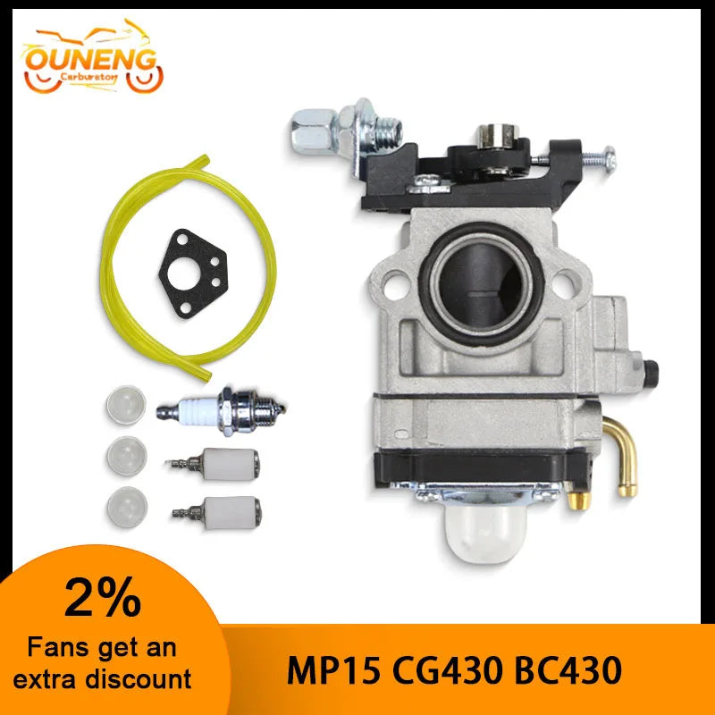 For Walbro CG430 CG520 BC430 BC520 40-5 44-5 43cc 49cc 50cc 52cc Brush Cutter 2-Stroke Engine Lawn Mower Carburetor Carb