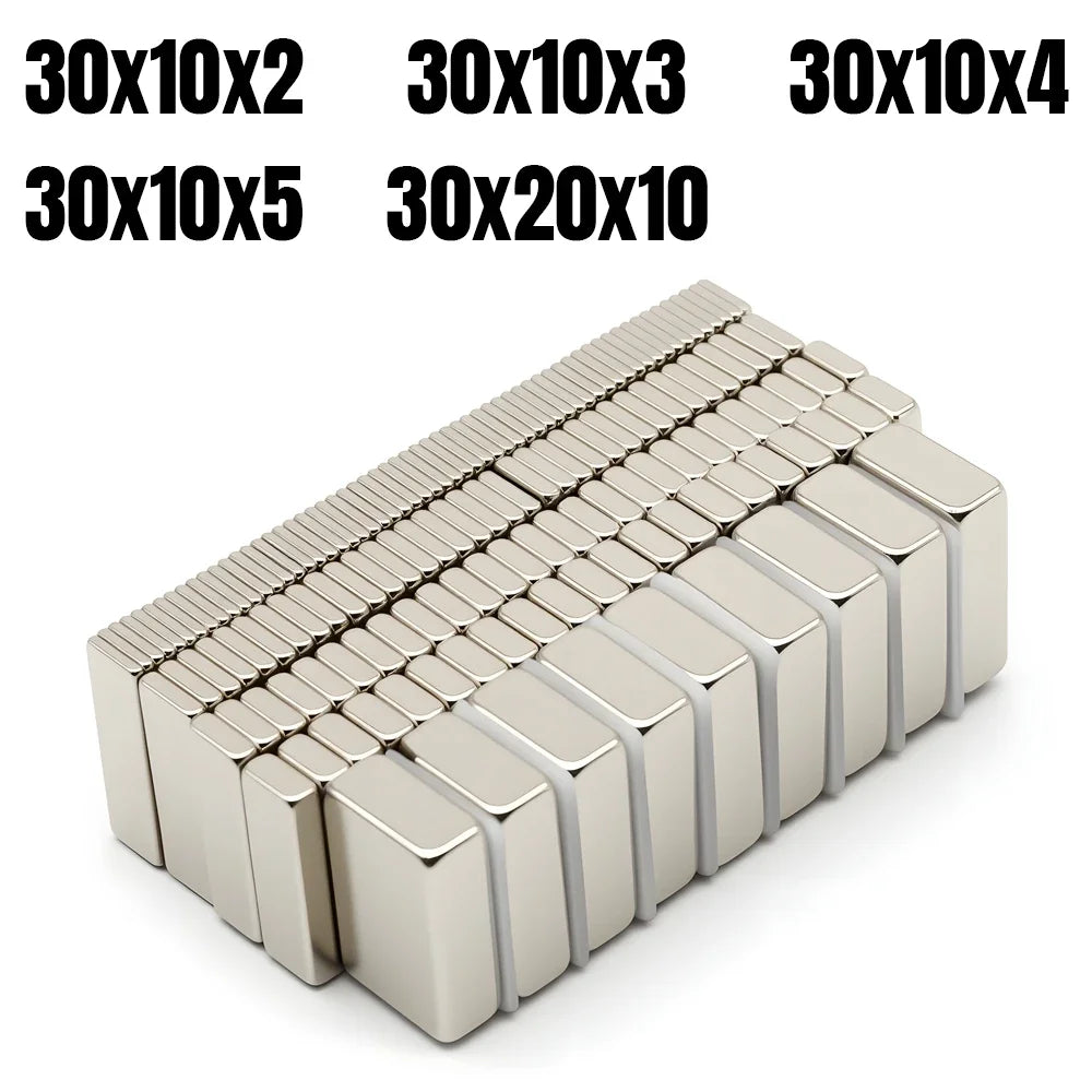Neodymium Block Magnets N35 30x10x3mm, Strong Permanent Set