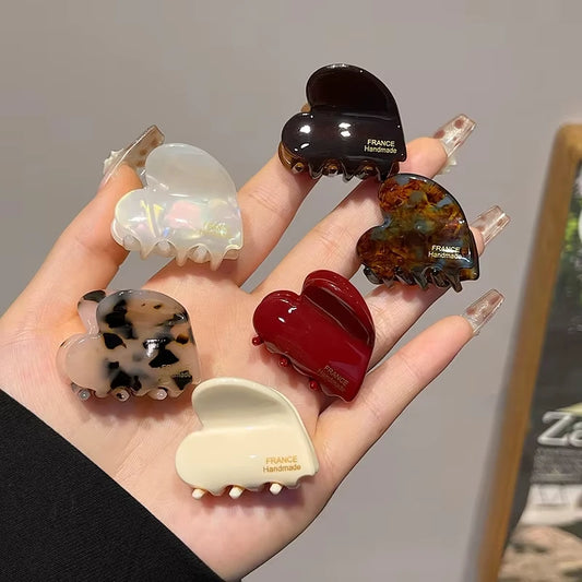Mini Acetate Heart Hair Claw Clips 3.5cm for Kids, Girls & Women