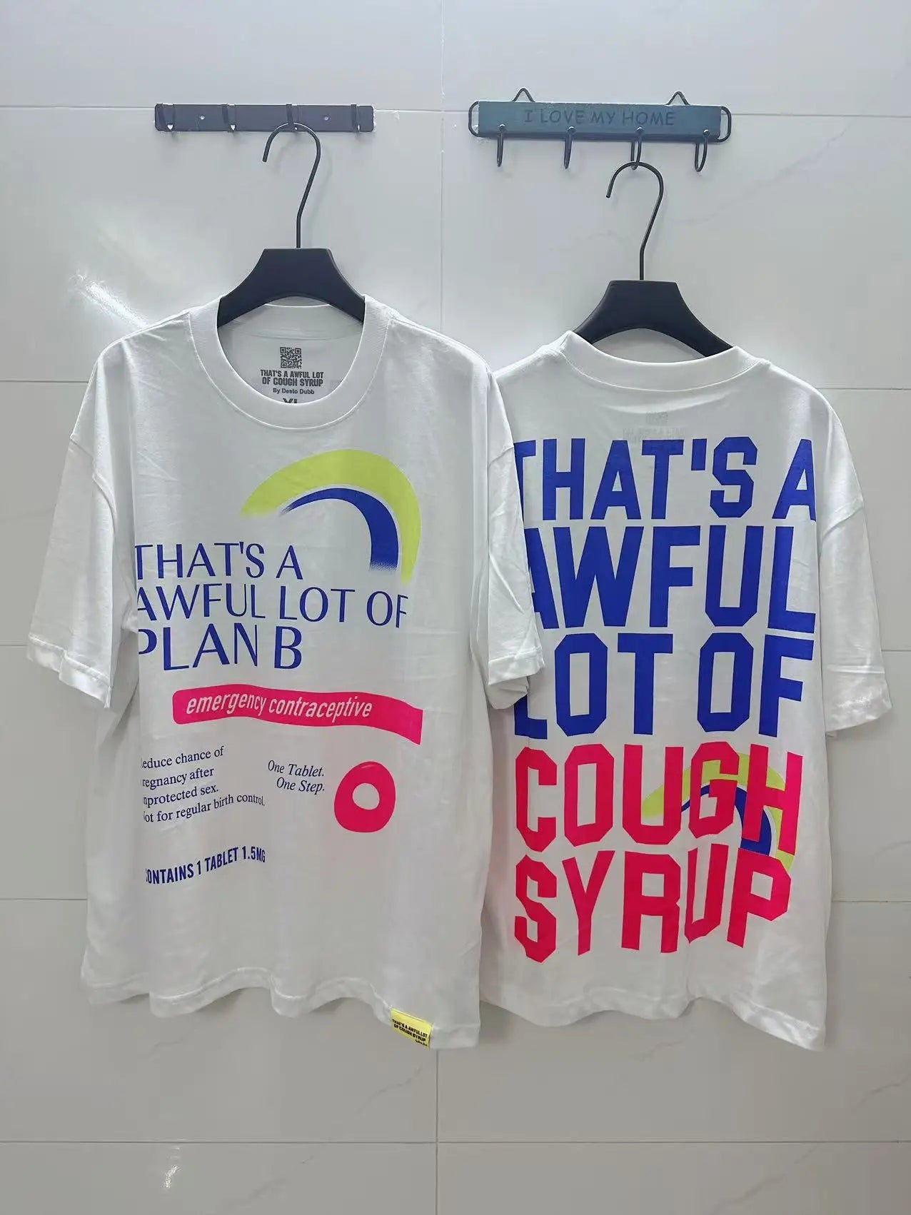 That's A Awful Lot of Cough Syrup Short Sleeve American Street Pop Hip-hop Cartoon Pattern Print Tops COUGH SYRUP T-shirt