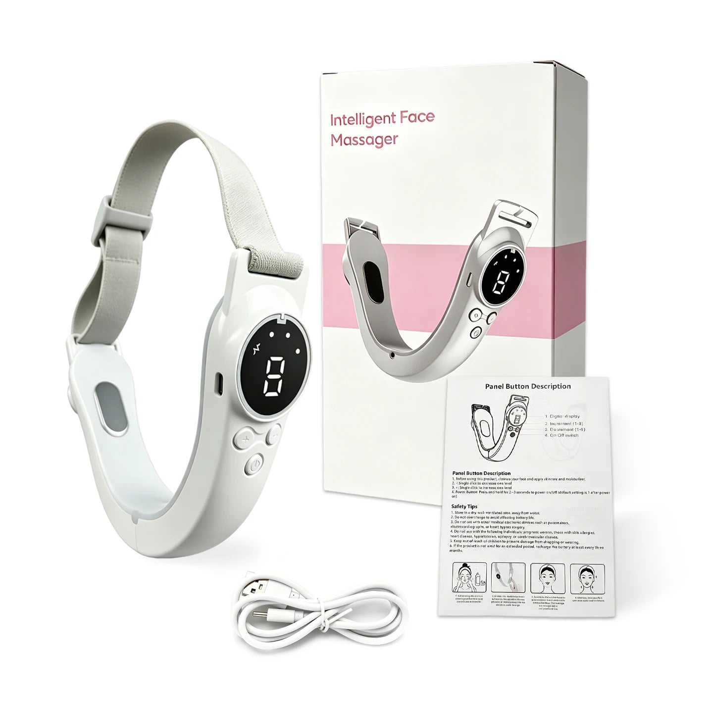Home Professional SPA Beauty Instrument Ladies V Face Lifting Artifact Colorful Light Warm Care Rechargeable Design Universal Face and Neck High Efficiency Help Skin Care Product Absorption