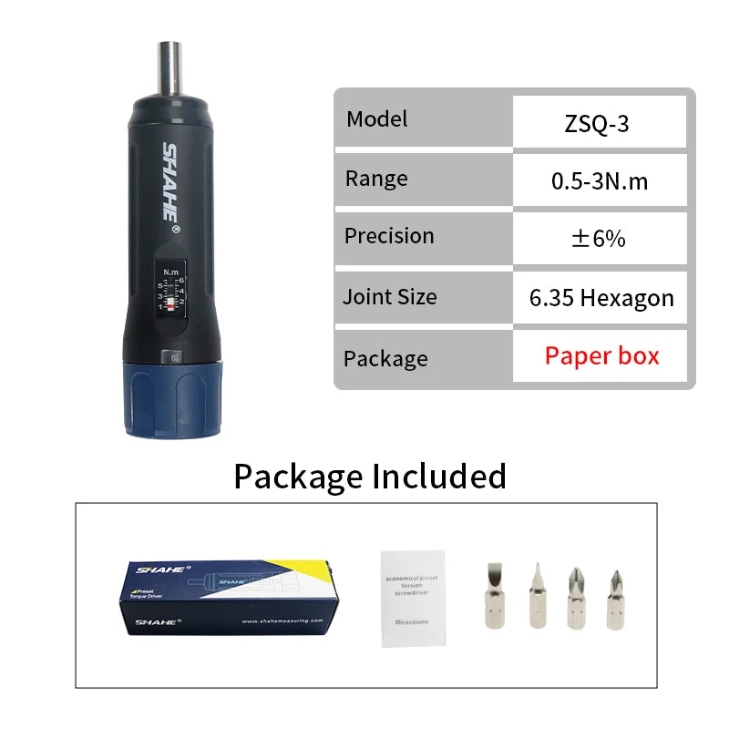 SHAHE Portable Preset Torque Screwdriver Adjustable Torque Range Professional Torque Wrench
