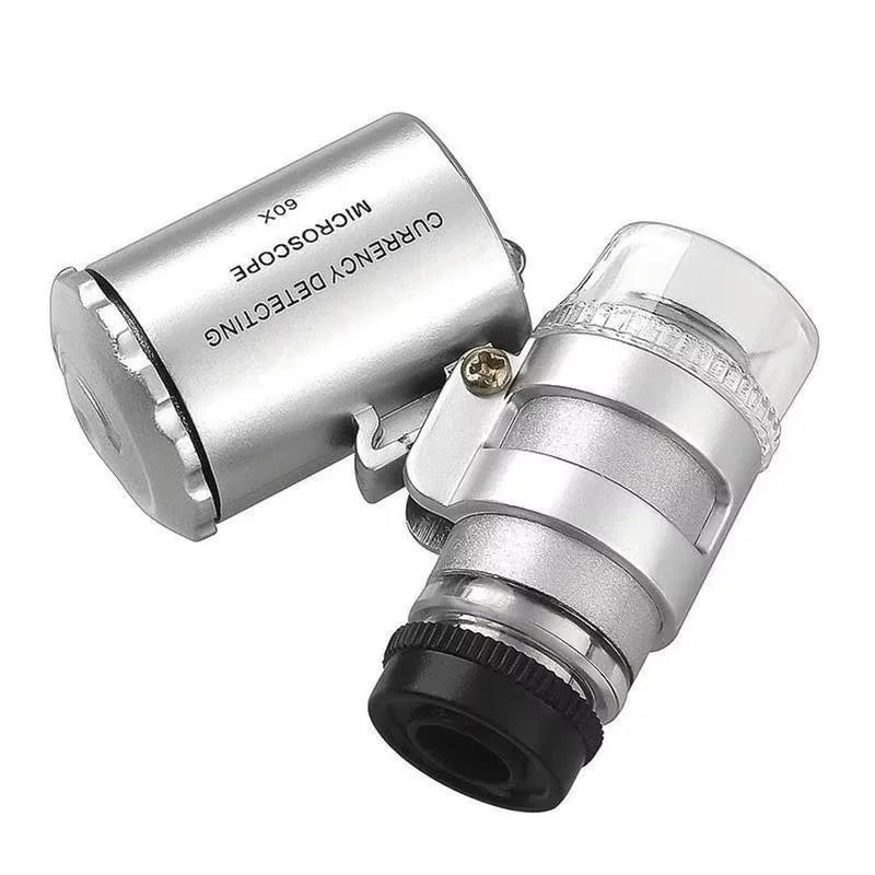 Mini 60X Microscope LED Jewelry Loupe UV Currency Detector Portable Magnifier Magnifying Eye Lens Magnifying Glass Loupe