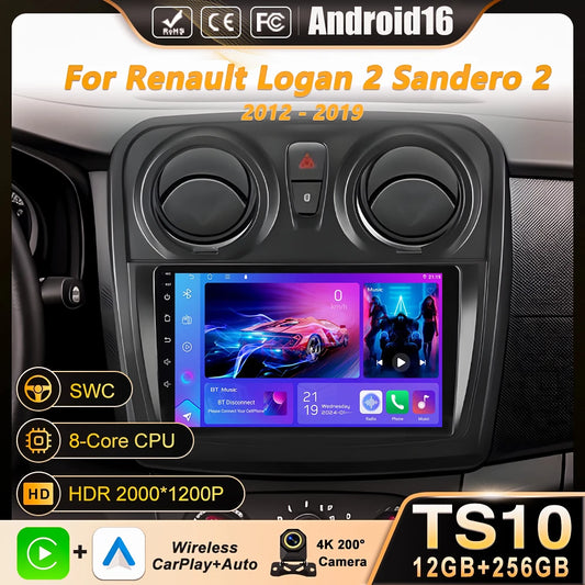 Car Stereo with Apple CarPlay & Android Auto, Compatible with Renault Logan 2 & Sandero 2
