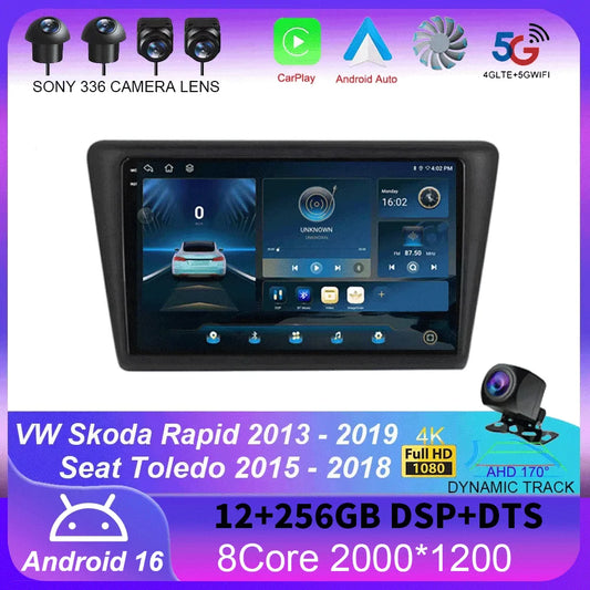 Car Stereo with Apple CarPlay & Android Auto, Compatible with VW / Skoda Rapid & Seat Toledo