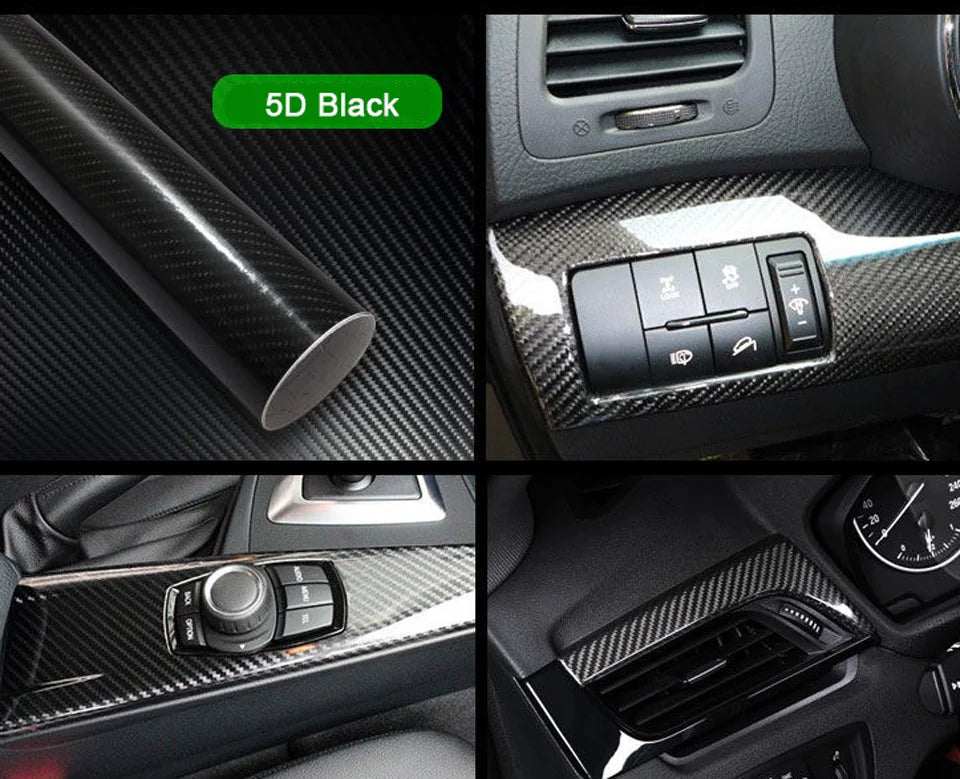 3D 4D 5D Carbon Fiber Vinyl Wrap Film – Black Matte Car Sticker for Car, Laptop, Phone & Motorcycle