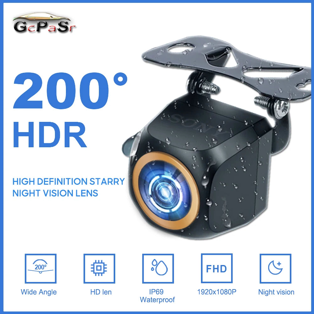 AHD 1080p Car Reversing Camera — 200° Fisheye Lens, HDR Night Vision, Front/Rear Mount