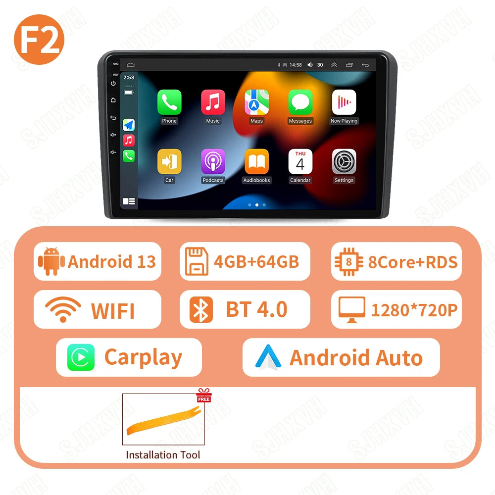 Car Stereo with Apple CarPlay & Android Auto, Compatible with Audi A3 8P