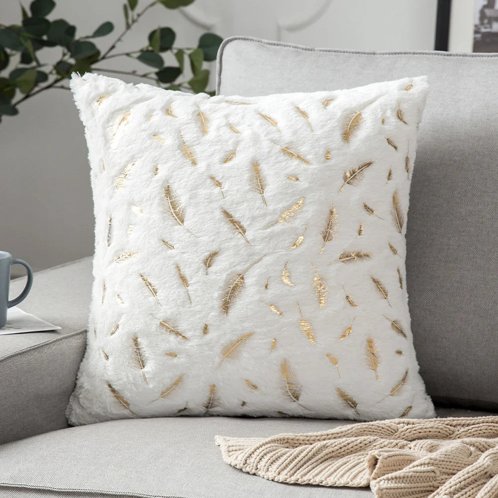 Plush Faux Fur Cushion Cover 43x43cm - Golden Fur Decorative Pillow Case - photo 7