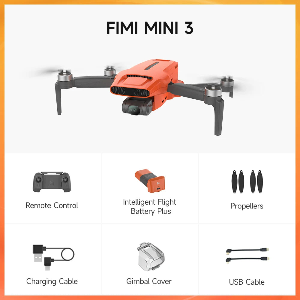FIMI MINI 3 new drone 4K 60fps 9km range 3-axis Gimbal 249g Ultralight AI Super Night Video design smart tracking mini pro drone