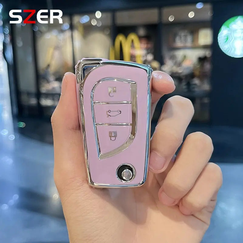 Soft TPU Car Flip Key Case Cover Shell Keychain For Toyota Corolla Altis Auris Aygo Yaris Camry RAV4 Verso TC IM Fob Accessories