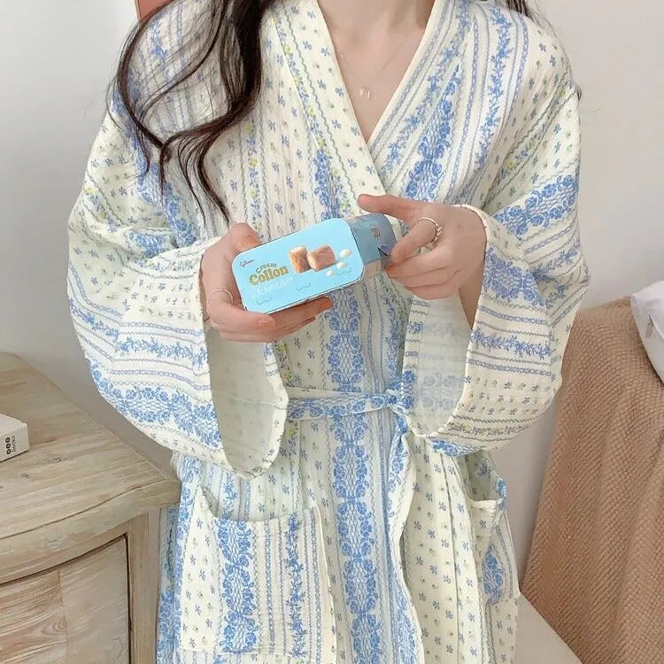 Women's Long Sleeve Mid-Length Robe, Soft Loungewear