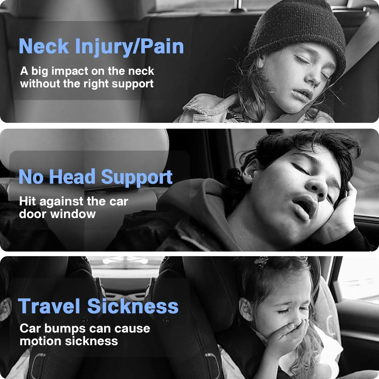 360° Adjustable Memory Foam Car Headrest Pillow Ice-silk Fabric Kids Adult Car Travel Head Neck Support Relieve Fatigue